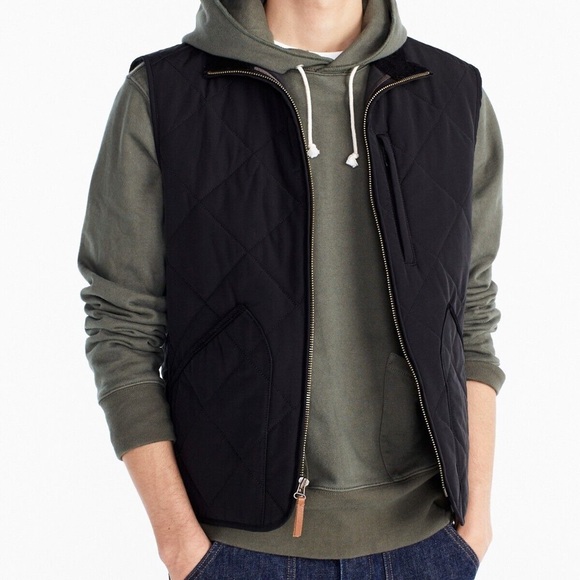 J Crew Men’s Sussex Quilted Vest With PrimaLoft Full Zip Front Pockets Black S - Picture 1 of 6